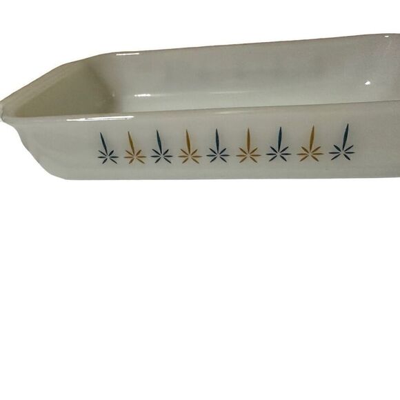 Fire King ANCHOR HOCKING 1.5Q Casserole Dish Atomic Star Candle Glow 432 Vintage - Picture 2 of 9